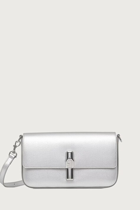 Furla Torebka crossbody damska skórzana Iride S srebrna WB02206.AMT000.Y3000