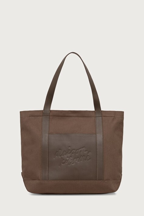 Maison Kitsuné Torebka shopper damska bawełniana zielona MRUBT19WB0026