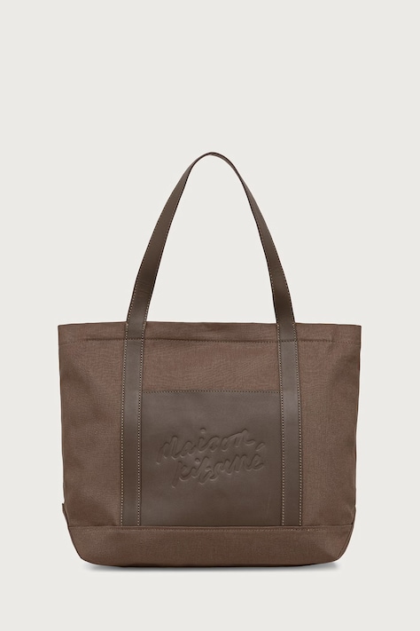 Maison Kitsuné Torebka shopper damska bawełniana zielona MRUBT19WB0026