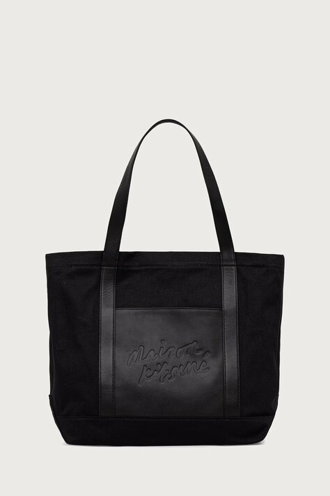 Maison Kitsuné Torebka shopper damska bawełniana czarna MRUBT19WB0026