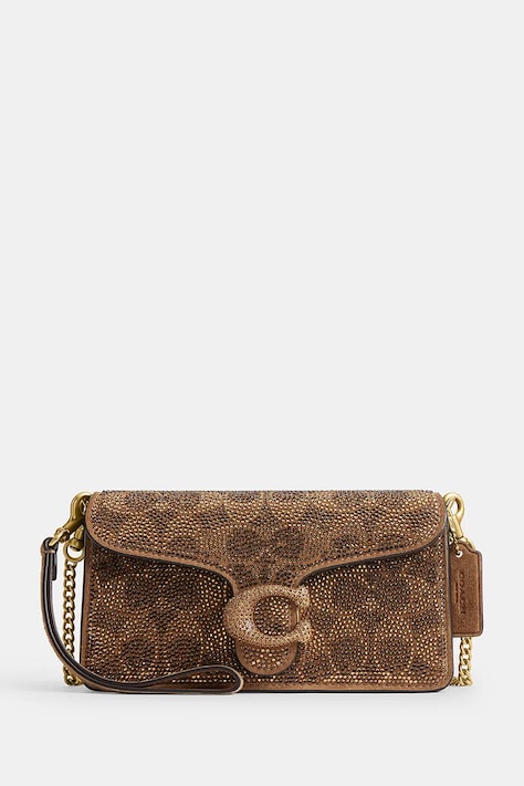 Coach Torebka crossbody damska skórzana Crystal Signature Tabby 19 brązowa CFT49