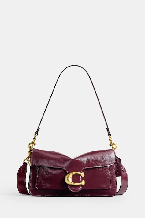 Coach Torebka crossbody damska skórzana Glazed Leather Soft Grain Tabby 26 bordowa CFQ88