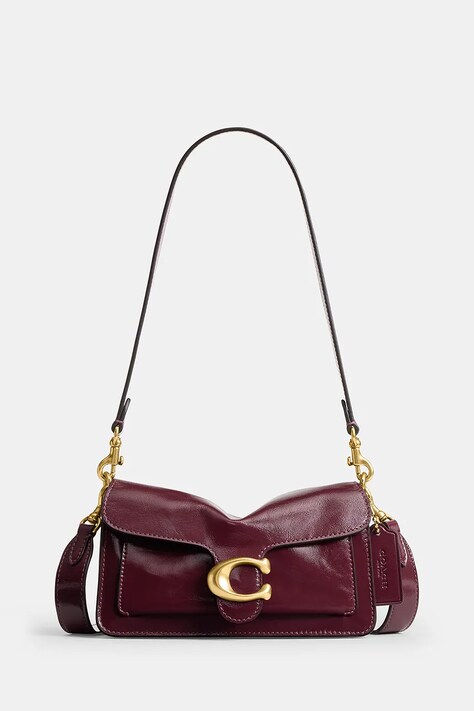 Coach Torebka crossbody damska skórzana Glazed Leather Soft Grain Tabby 20 bordowa CFR00