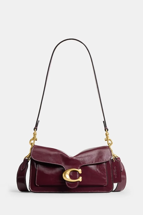 Coach Torebka crossbody damska skórzana Glazed Leather Soft Grain Tabby 20 bordowa CFR00