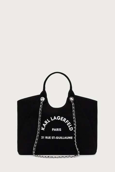 Karl Lagerfeld shopper γυναικεία βαμβακερή μαύρη B3W50068