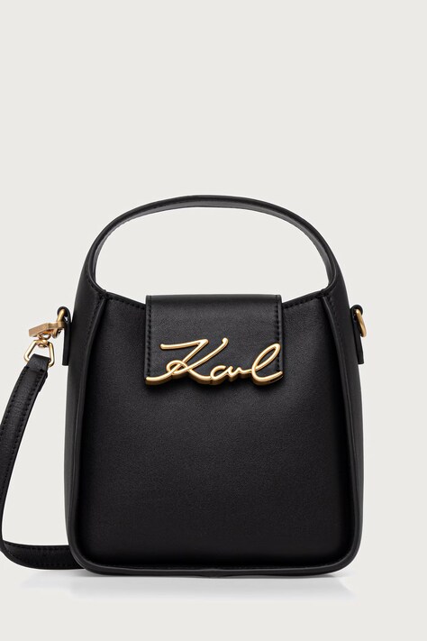 Karl Lagerfeld Чанта crossbody дамска от кожа черна B4W30008