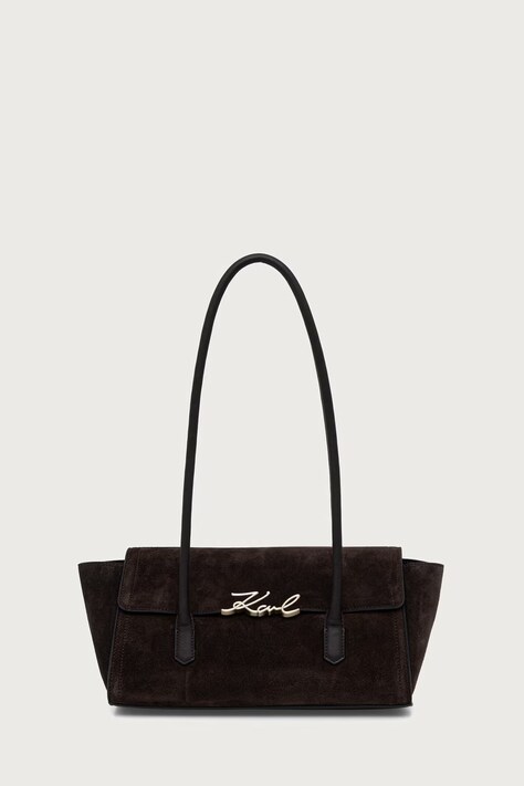 Karl Lagerfeld Baguette γυναικεία δερμάτινη σουέτ K/SIGNATURE καφέ B4W30014