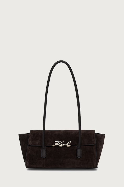 Karl Lagerfeld Baguette γυναικεία δερμάτινη σουέτ K/SIGNATURE καφέ B4W30014