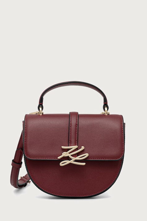 Karl Lagerfeld Torebka crossbody damska skórzana K/AUTOGRAPH bordowa B4W30039