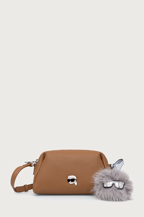 Karl Lagerfeld Чанта crossbody дамска от имитация на кожа кафява B4W30083