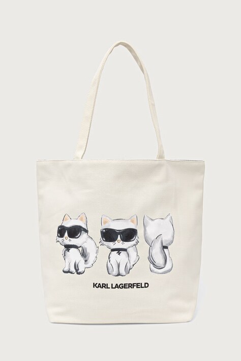 Karl Lagerfeld Torebka tote damska bawełniana beżowa B4W50030