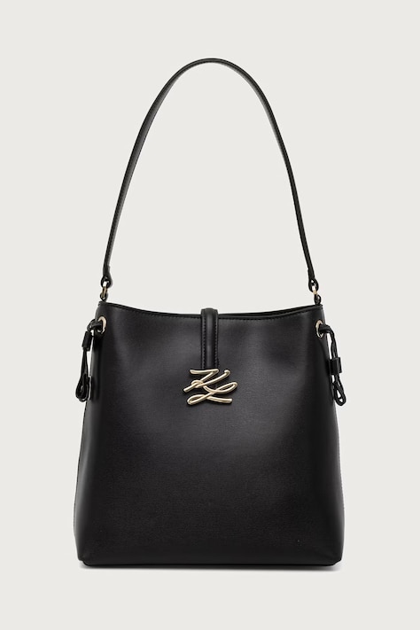 Karl Lagerfeld Shopper γυναικεία δερμάτινη K/AUTOGRAPH μαύρη B4W30275