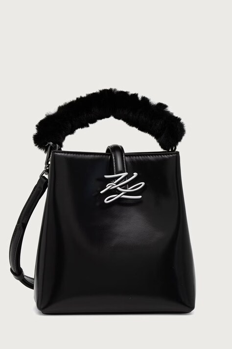 Karl Lagerfeld Crossbody torba za žene od kože K/AUTOGRAPH crna B4W30296
