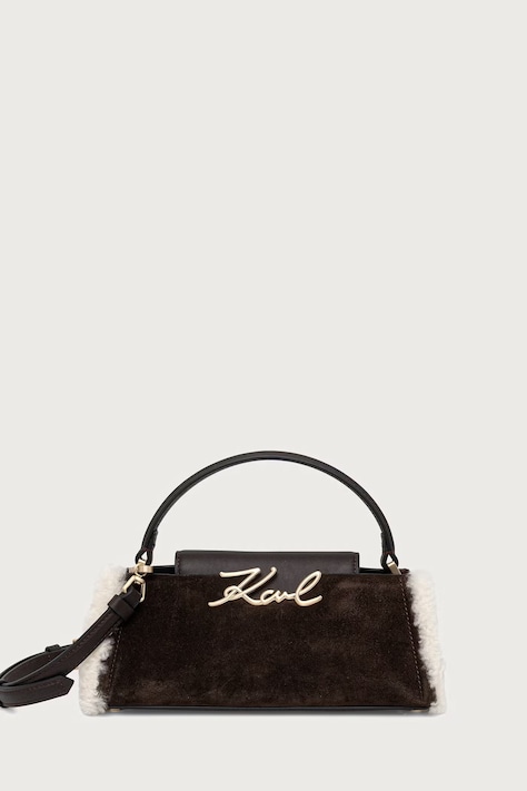 Karl Lagerfeld Borsa a tracollo da donna in camoscio K/SIGNATURE marrone B4W30313