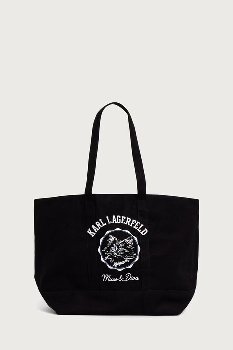 Karl Lagerfeld kabelka dámska bavlnená čierna B4W50060