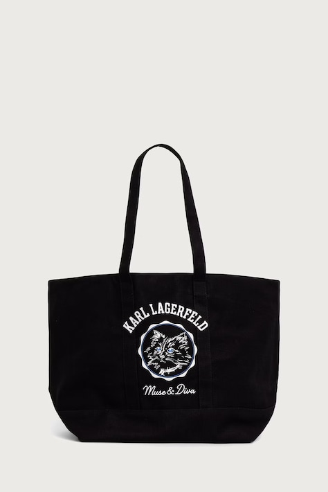 Karl Lagerfeld kabelka dámska bavlnená čierna B4W50060