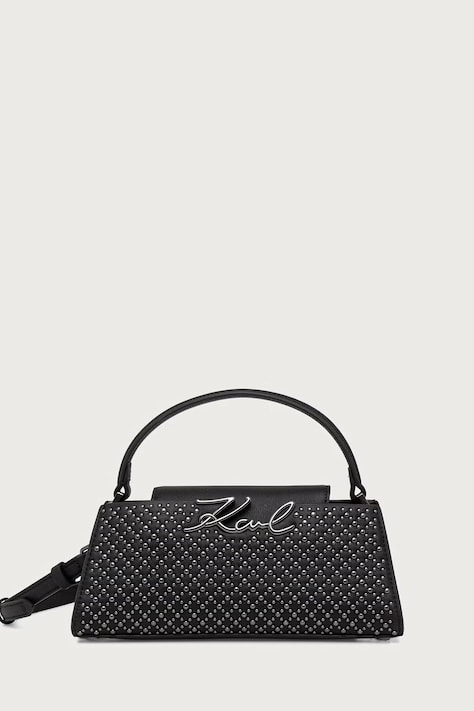 Karl Lagerfeld Crossbody torbica ženska usnjena K/SIGNATURE črna B4W30338