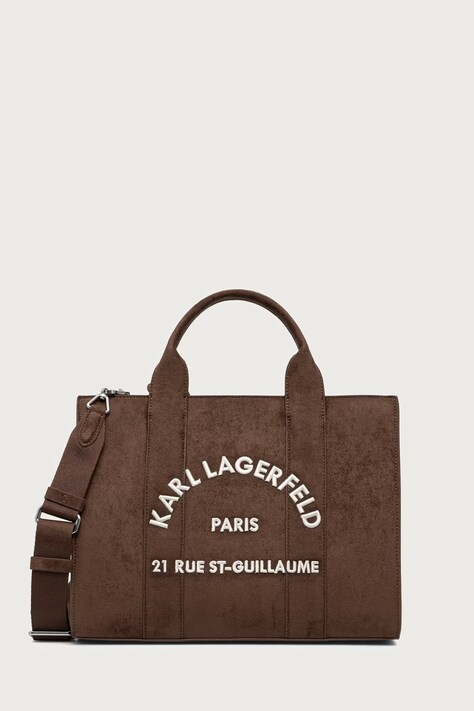 Karl Lagerfeld Shopper γυναικεία από απομίμιση σουέτ K/RSG καφέ B4W30373