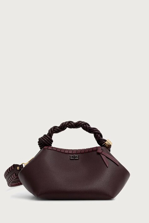 GANNI Bou Small Tressé torebka crossbody damska z imitacji skóry bordowa C2100052