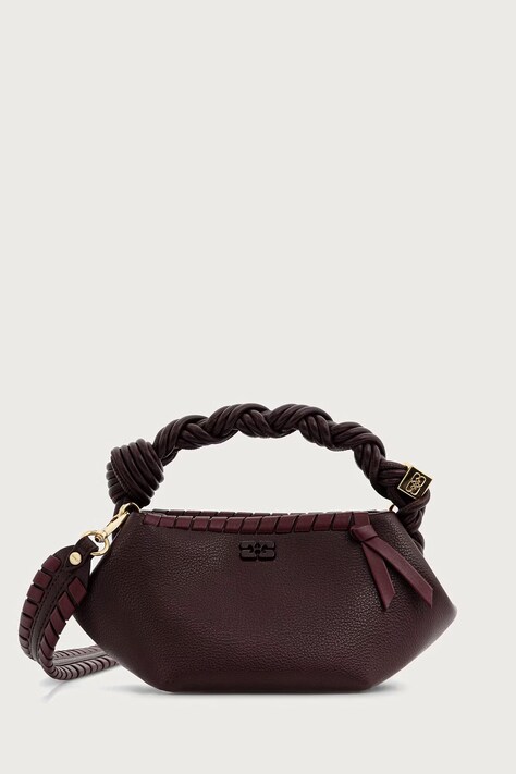 GANNI Bou Mini Tressé torebka crossbody damska z imitacji skóry bordowa C2100038