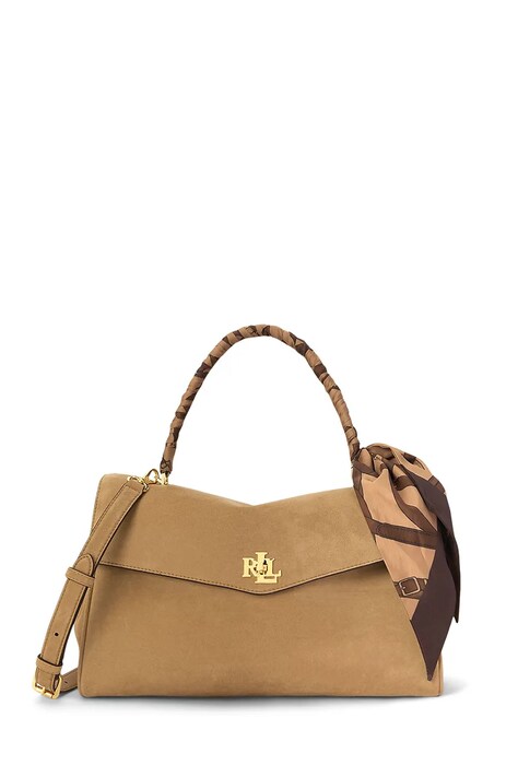 Lauren Ralph Lauren Torebka shopper damska zamszowa beżowa 431P18402