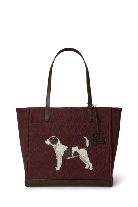 Lauren Ralph Lauren Torebka tote damska bawełniana bordowa 431P18735