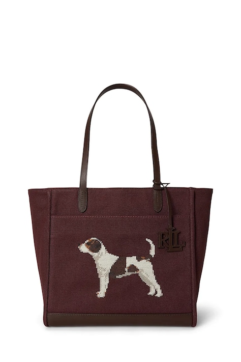 Lauren Ralph Lauren Torebka tote damska bawełniana bordowa 431P18735