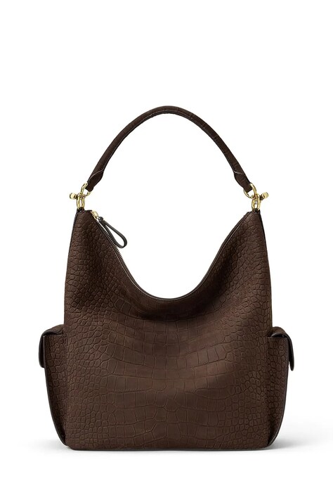 Lauren Ralph Lauren Torebka shopper damska skórzana brązowa 431P18458