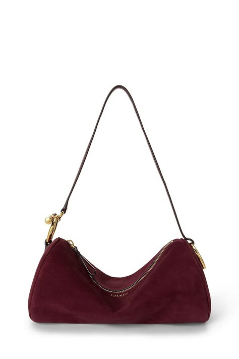 Lauren Ralph Lauren Geantă baguette pentru femei din piele întoarsă burgundia 431P18423