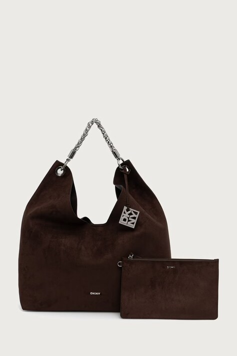 DKNY Torebka shopper damska z imitacji zamszu brązowa R63CMS38