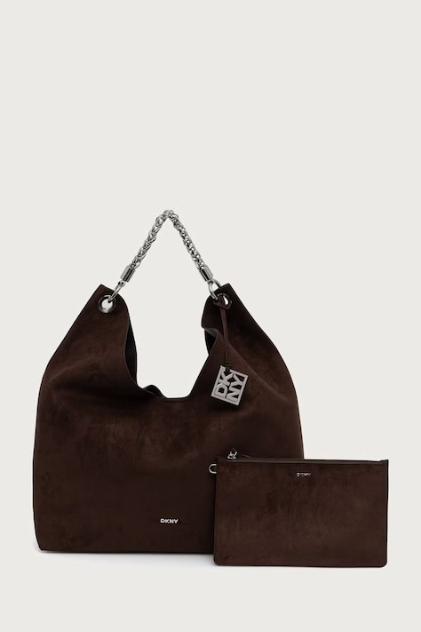 DKNY Torebka shopper damska z imitacji zamszu brązowa R63CMS38