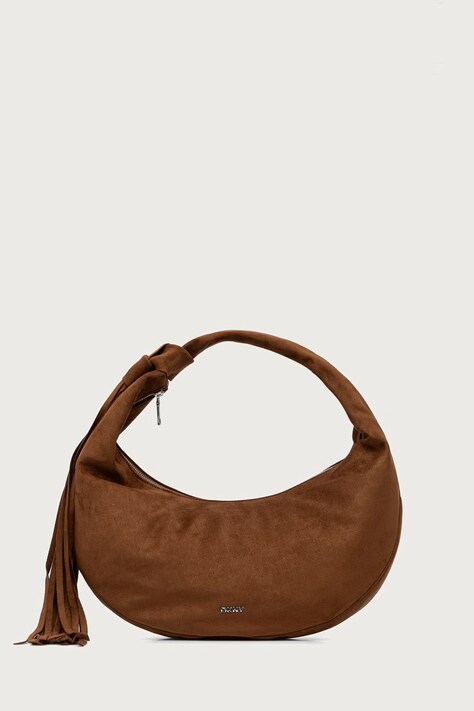 DKNY Torebka hobo damska z imitacji zamszu brązowa R63CMR37