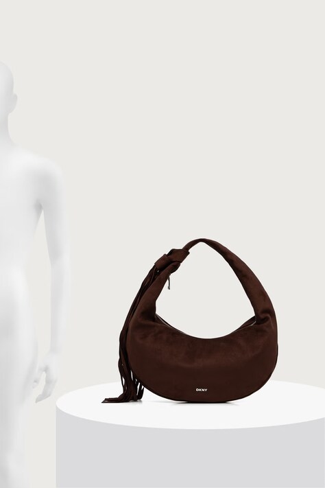 DKNY Torebka hobo damska z imitacji zamszu brązowa R63CMR37