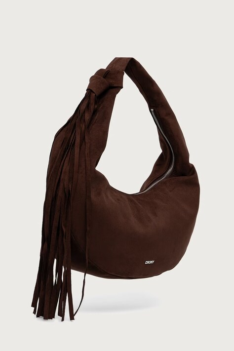 DKNY Torebka hobo damska z imitacji zamszu brązowa R63CMR37