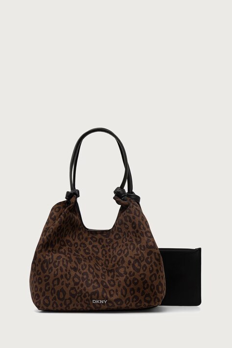 DKNY Torebka shopper damska z imitacji zamszu brązowa R63BIE49
