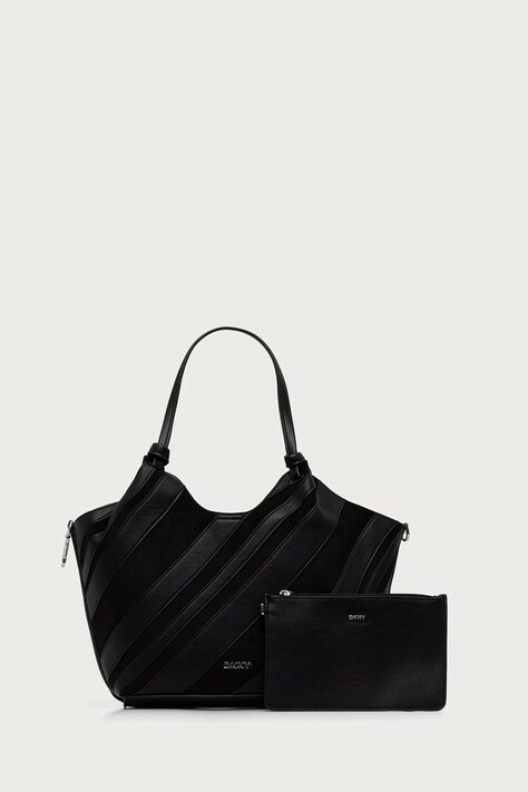 DKNY Torebka shopper damska z imitacji zamszu czarna R63AME49