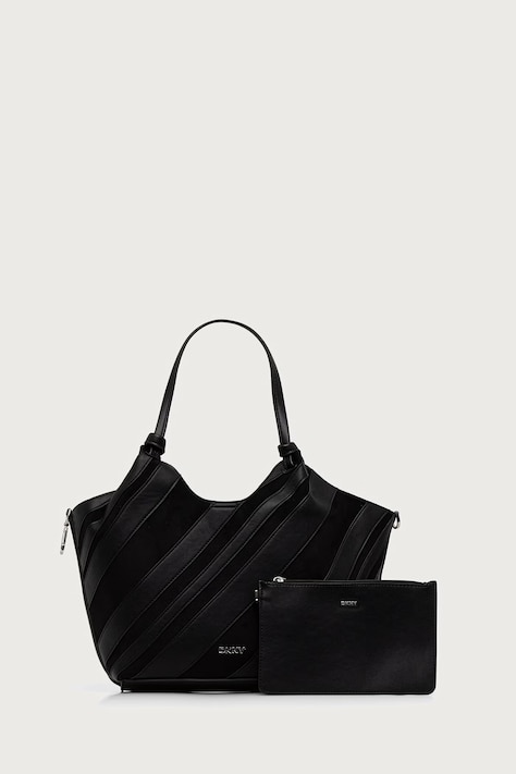 DKNY Torebka shopper damska z imitacji zamszu czarna R63AME49
