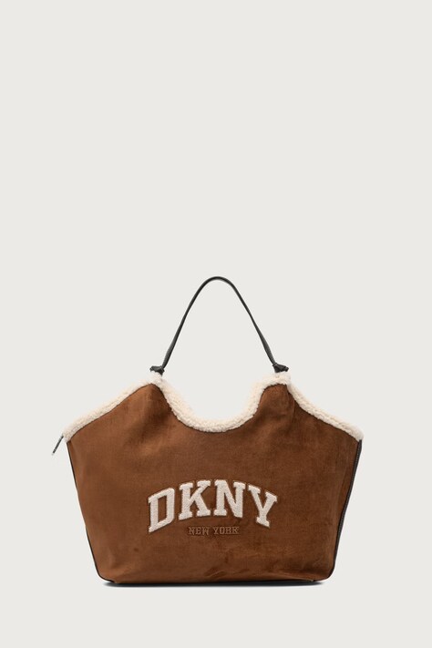 DKNY Torebka tote damska z imitacji zamszu brązowa R63ACE48