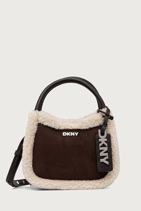 DKNY Torebka crossbody damska z imitacji zamszu brązowa R62EML01