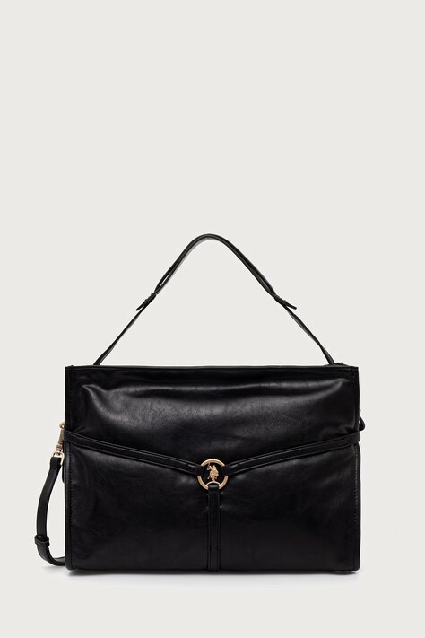 U.S. Polo Assn. Torebka hobo damska z imitacji skóry CLANMAGHERY czarna BIU269314WVP