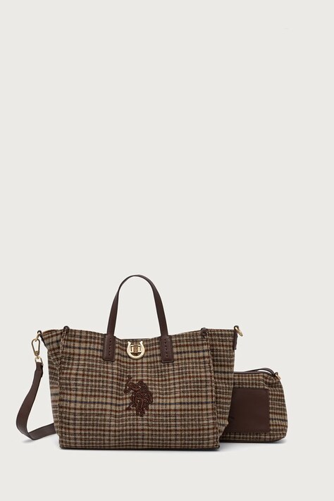 U.S. Polo Assn. Torebka shopper damska z bawełną MIDDLETON brązowa BIU0M8869WZC