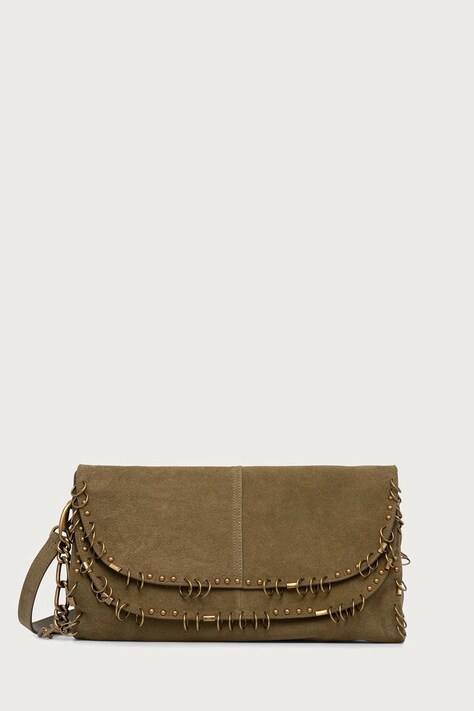 Patrizia Pepe Torebka crossbody damska zamszowa zielona 8B0519 L152N