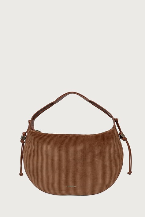 Coccinelle Torebka hobo damska sztruksowa brązowa E1 VCC 13 02 01