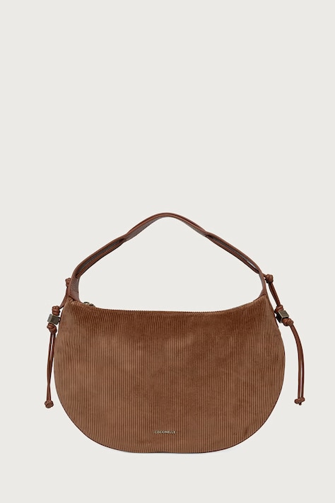 Coccinelle Torebka hobo damska sztruksowa brązowa E1 VCC 13 02 01