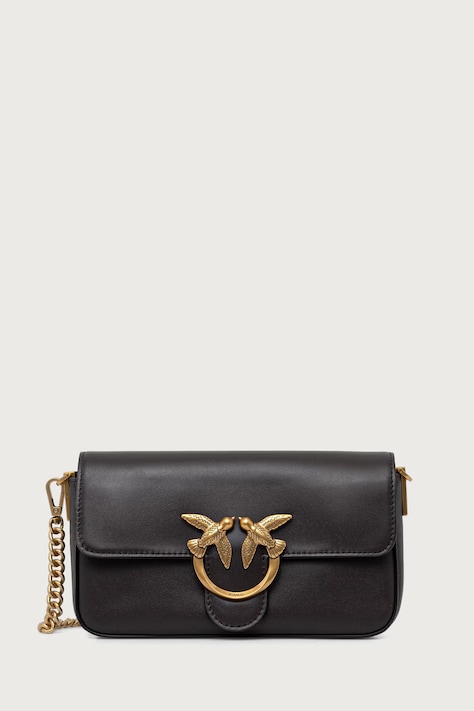 Pinko чанта crossbody дамска от кожа кафява 107924 A2JG