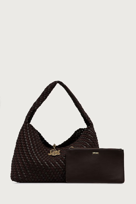 Just Cavalli Torebka shopper damska z imitacji skóry brązowa 81RA4BO1 ZSE81