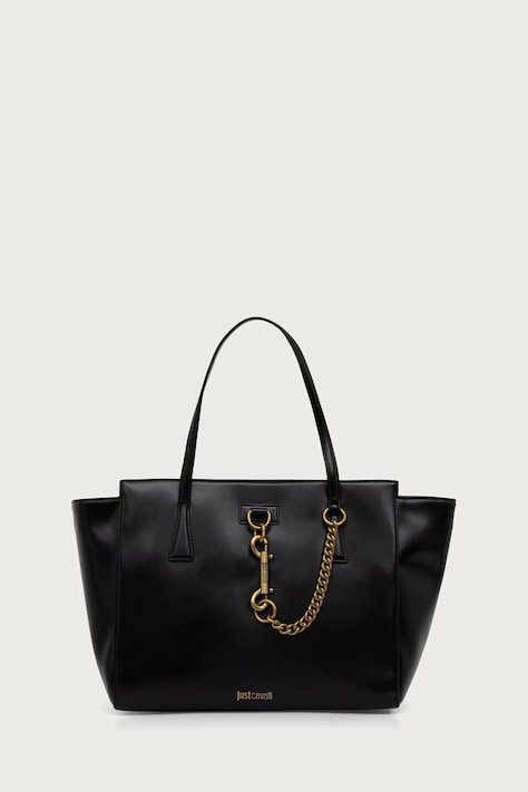 Just Cavalli Torebka shopper damska z imitacji skóry czarna 81RA4BI6 ZSC23