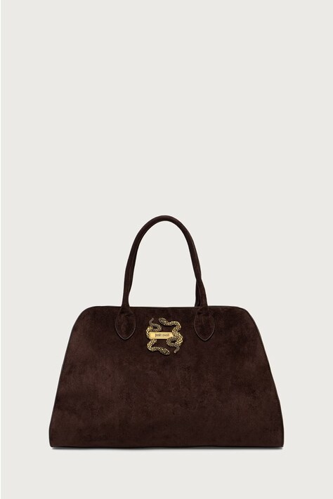 Just Cavalli Torebka shopper damska z imitacji zamszu brązowa 81RA4BB3 ZSE74