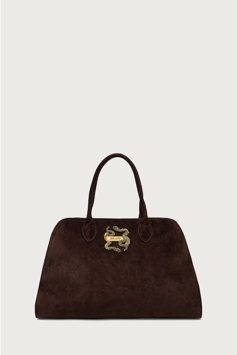Just Cavalli Torebka shopper damska z imitacji zamszu brązowa 81RA4BB3 ZSE74