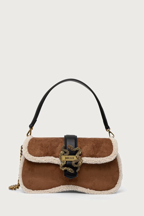 Just Cavalli Torebka crossbody damska z imitacji zamszu brązowa 81RA4BA1 ZSE75